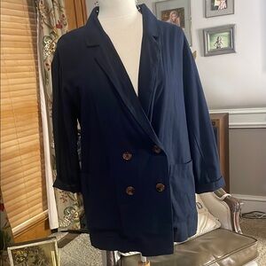 AMADI  Navy Double-Breasted Linen Jacket